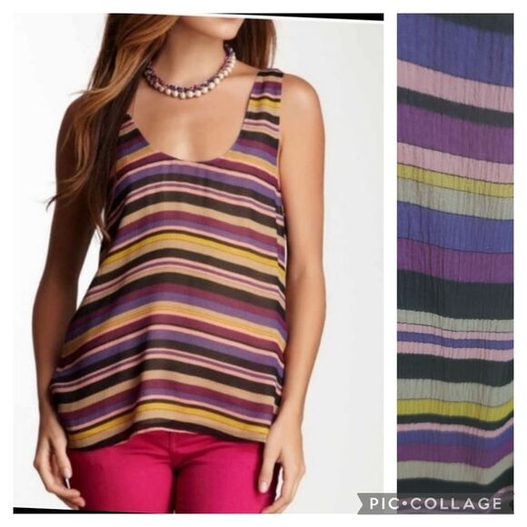 Joie Multicolor Silk Striped Sleeveless Top - Picture 1 of 10